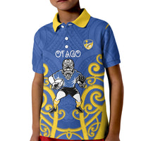 Otago Custom Rugby New Zealand Kid Polo Shirt Aotearoa Maori Pukana Tiki Mascot