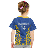 Otago Custom Rugby New Zealand Kid T Shirt Aotearoa Maori Pukana Tiki Mascot