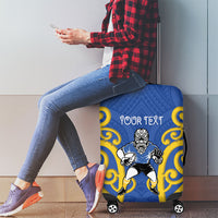 Otago Custom Rugby New Zealand Luggage Cover Aotearoa Maori Pukana Tiki Mascot