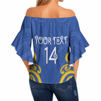 Otago Custom Rugby New Zealand Off Shoulder Wrap Waist Top Aotearoa Maori Pukana Tiki Mascot