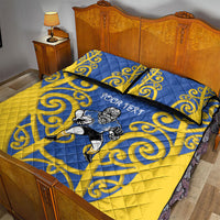 Otago Custom Rugby New Zealand Quilt Bed Set Aotearoa Maori Pukana Tiki Mascot