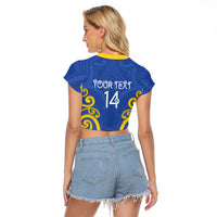 Otago Custom Rugby New Zealand Raglan Cropped T Shirt Aotearoa Maori Pukana Tiki Mascot