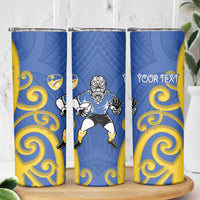 Otago Custom Rugby New Zealand Skinny Tumbler Aotearoa Maori Pukana Tiki Mascot