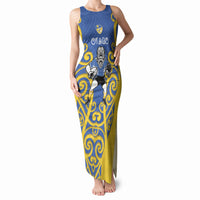 Otago Custom Rugby New Zealand Tank Maxi Dress Aotearoa Maori Pukana Tiki Mascot