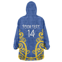 Otago Custom Rugby New Zealand Wearable Blanket Hoodie Aotearoa Maori Pukana Tiki Mascot