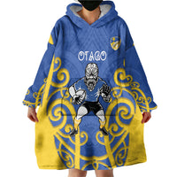 Otago Custom Rugby New Zealand Wearable Blanket Hoodie Aotearoa Maori Pukana Tiki Mascot