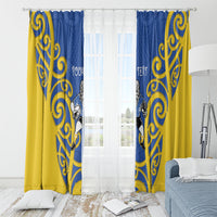 Otago Custom Rugby New Zealand Window Curtain Aotearoa Maori Pukana Tiki Mascot