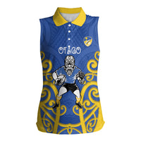 Otago Custom Rugby New Zealand Women Sleeveless Polo Shirt Aotearoa Maori Pukana Tiki Mascot