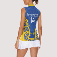 Otago Custom Rugby New Zealand Women Sleeveless Polo Shirt Aotearoa Maori Pukana Tiki Mascot