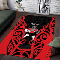 Counties Manukau Custom Rugby New Zealand Area Rug Aotearoa Maori Pukana Tiki Mascot