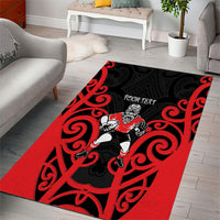 Counties Manukau Custom Rugby New Zealand Area Rug Aotearoa Maori Pukana Tiki Mascot