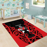 Counties Manukau Custom Rugby New Zealand Area Rug Aotearoa Maori Pukana Tiki Mascot