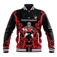 Counties Manukau Custom Rugby New Zealand Baseball Jacket Aotearoa Maori Pukana Tiki Mascot