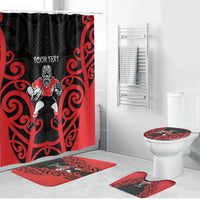 Counties Manukau Custom Rugby New Zealand Bathroom Set Aotearoa Maori Pukana Tiki Mascot