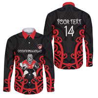 Counties Manukau Custom Rugby New Zealand Family Matching Short Sleeve Bodycon Dress and Hawaiian Shirt Aotearoa Maori Pukana Tiki Mascot