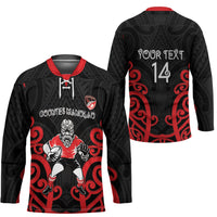Counties Manukau Custom Rugby New Zealand Hockey Jersey Aotearoa Maori Pukana Tiki Mascot
