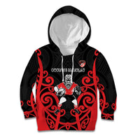 Counties Manukau Custom Rugby New Zealand Kid Hoodie Aotearoa Maori Pukana Tiki Mascot