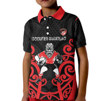 Counties Manukau Custom Rugby New Zealand Kid Polo Shirt Aotearoa Maori Pukana Tiki Mascot