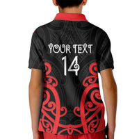 Counties Manukau Custom Rugby New Zealand Kid Polo Shirt Aotearoa Maori Pukana Tiki Mascot