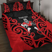 Counties Manukau Custom Rugby New Zealand Quilt Bed Set Aotearoa Maori Pukana Tiki Mascot