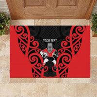 Counties Manukau Custom Rugby New Zealand Rubber Doormat Aotearoa Maori Pukana Tiki Mascot