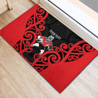 Counties Manukau Custom Rugby New Zealand Rubber Doormat Aotearoa Maori Pukana Tiki Mascot