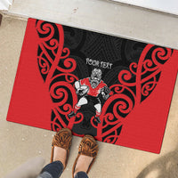 Counties Manukau Custom Rugby New Zealand Rubber Doormat Aotearoa Maori Pukana Tiki Mascot