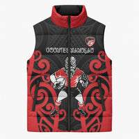 Counties Manukau Custom Rugby New Zealand Sleeveless Puffer Jacket Aotearoa Maori Pukana Tiki Mascot