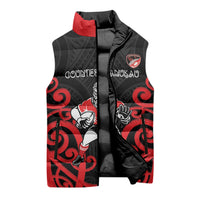 Counties Manukau Custom Rugby New Zealand Sleeveless Puffer Jacket Aotearoa Maori Pukana Tiki Mascot