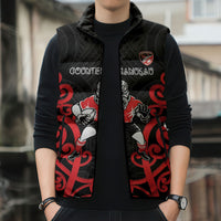 Counties Manukau Custom Rugby New Zealand Sleeveless Puffer Jacket Aotearoa Maori Pukana Tiki Mascot