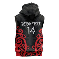 Counties Manukau Custom Rugby New Zealand Sleeveless Zip Hoodie Aotearoa Maori Pukana Tiki Mascot