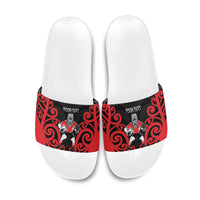 Counties Manukau Custom Rugby New Zealand Slide Sandals Aotearoa Maori Pukana Tiki Mascot