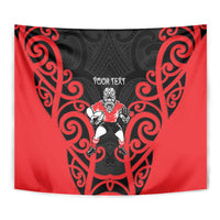 Counties Manukau Custom Rugby New Zealand Tapestry Aotearoa Maori Pukana Tiki Mascot