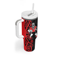 Counties Manukau Custom Rugby New Zealand Tumbler With Handle Aotearoa Maori Pukana Tiki Mascot