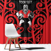Counties Manukau Custom Rugby New Zealand Window Curtain Aotearoa Maori Pukana Tiki Mascot