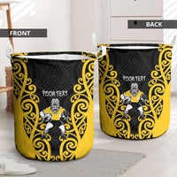 Wellington Custom Rugby New Zealand Laundry Basket Aotearoa Maori Pukana Tiki Mascot