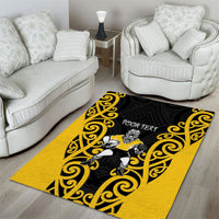 Wellington Custom Rugby New Zealand Area Rug Aotearoa Maori Pukana Tiki Mascot