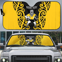 Wellington Custom Rugby New Zealand Auto Sun Shade Aotearoa Maori Pukana Tiki Mascot