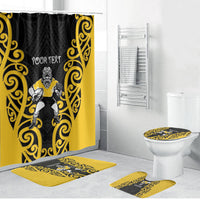 Wellington Custom Rugby New Zealand Bathroom Set Aotearoa Maori Pukana Tiki Mascot