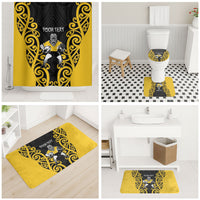 Wellington Custom Rugby New Zealand Bathroom Set Aotearoa Maori Pukana Tiki Mascot