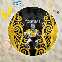 Wellington Custom Rugby New Zealand Beach Blanket Aotearoa Maori Pukana Tiki Mascot