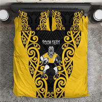 Wellington Custom Rugby New Zealand Bedding Set Aotearoa Maori Pukana Tiki Mascot