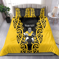 Wellington Custom Rugby New Zealand Bedding Set Aotearoa Maori Pukana Tiki Mascot