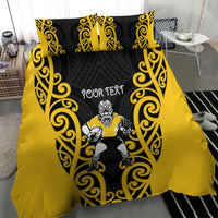 Wellington Custom Rugby New Zealand Bedding Set Aotearoa Maori Pukana Tiki Mascot
