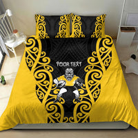 Wellington Custom Rugby New Zealand Bedding Set Aotearoa Maori Pukana Tiki Mascot