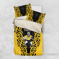 Wellington Custom Rugby New Zealand Bedding Set Aotearoa Maori Pukana Tiki Mascot