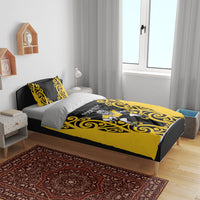 Wellington Custom Rugby New Zealand Bedding Set Aotearoa Maori Pukana Tiki Mascot