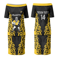 Wellington Custom Rugby New Zealand Couples Matching Puletasi and Hawaiian Shirt Aotearoa Maori Pukana Tiki Mascot