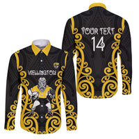 Wellington Custom Rugby New Zealand Family Matching Short Sleeve Bodycon Dress and Hawaiian Shirt Aotearoa Maori Pukana Tiki Mascot