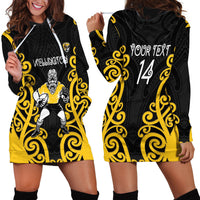 Wellington Custom Rugby New Zealand Hoodie Dress Aotearoa Maori Pukana Tiki Mascot